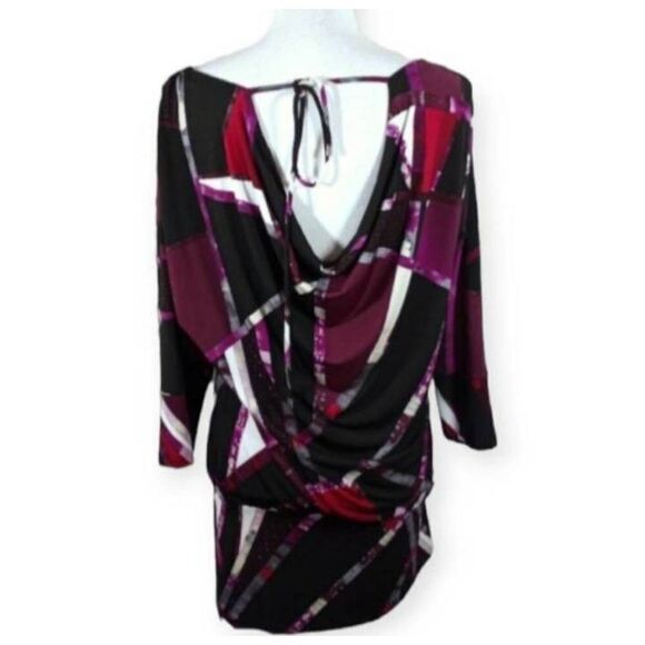 WHITE HOUSE BLACK MARKET SHIFT PURPLE & BLACK DRESS SZ.S EUC. - Picture 4 of 6